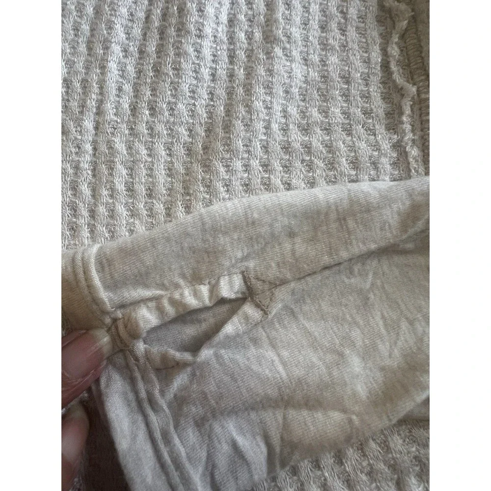 Free People Laguna Thermal Tunic Top Sz S Ivory Waffle Knit Boho Lagenlook